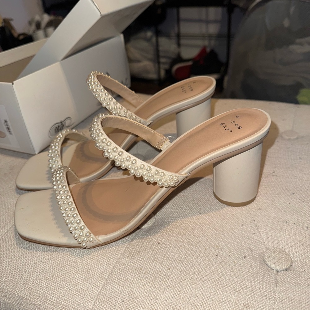 a new day Cream Pearl-Embellished Heels